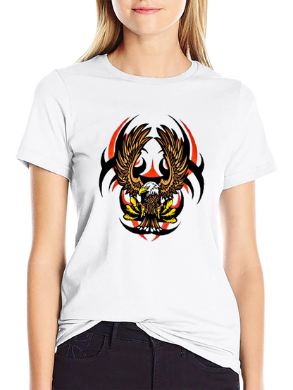 Eagle Graphic Black Tee - Bold Tribal Design