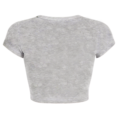 Elegant Cursive Life Is Beautiful Grey Crop Top ¨C Soft Positive Vibe Tee 15.