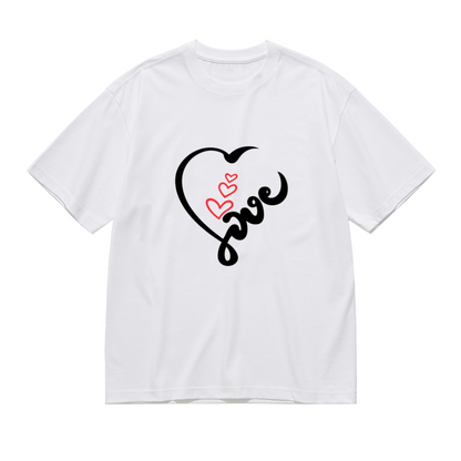 Cute Cursive Love Heart Romantic Graphic Plus Size Women Printed T-Shirt