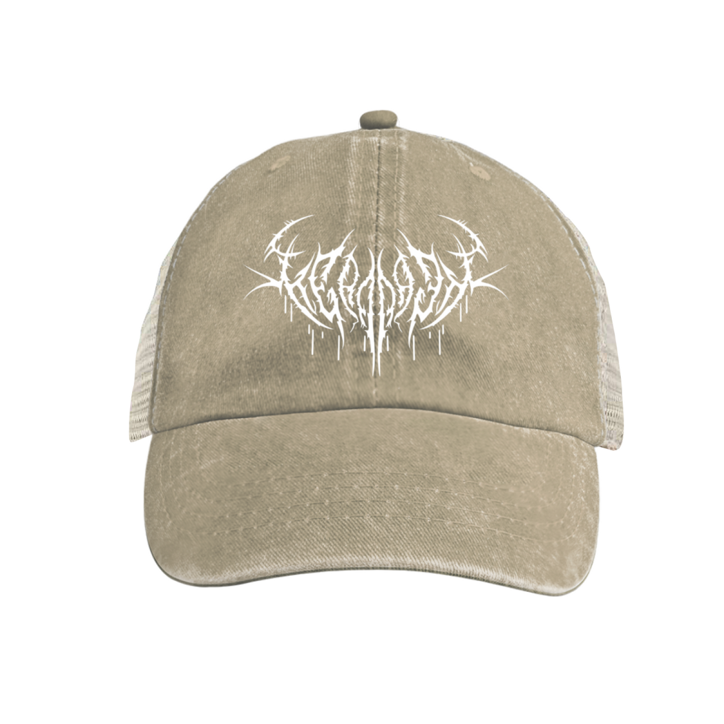 Extreme Metal Thorn Font Vintage Washed Mesh Trucker Hat Rock Streetwear Cap