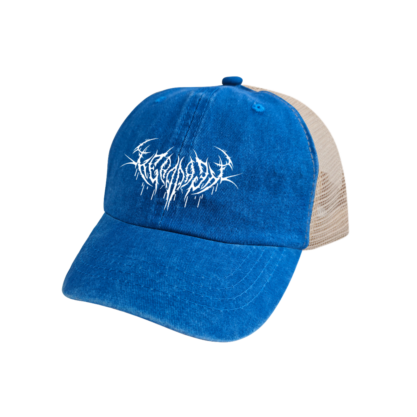 Extreme Metal Thorn Font Vintage Washed Mesh Trucker Hat Rock Streetwear Cap
