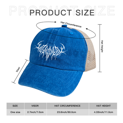 Extreme Metal Thorn Font Vintage Washed Mesh Trucker Hat Rock Streetwear Cap