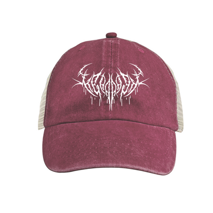 Extreme Metal Thorn Font Vintage Washed Mesh Trucker Hat Rock Streetwear Cap