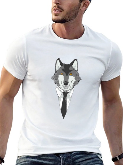 Wolf in Suit Graphic Tee - Mens Black T-Shirt