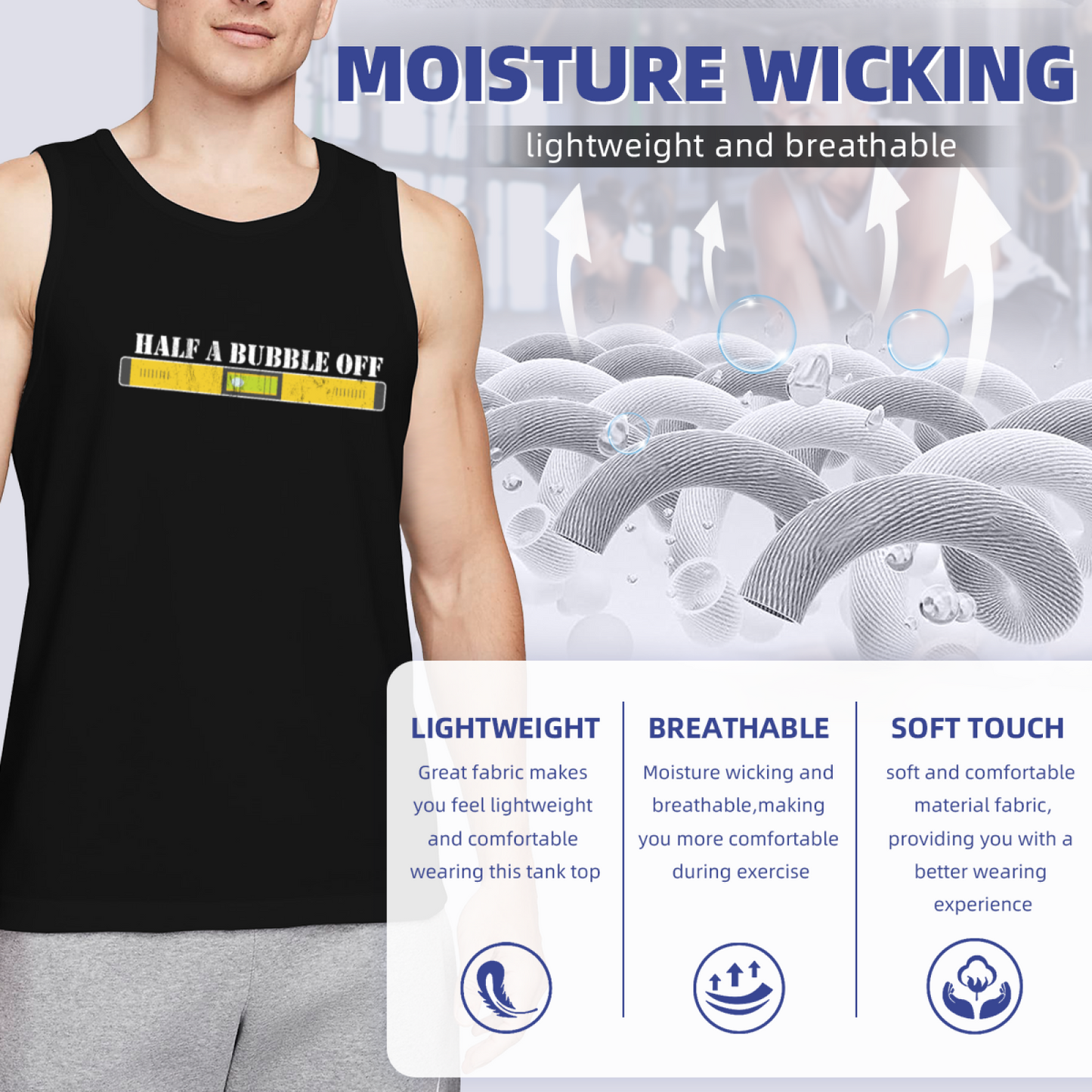 Half A Bubble Off Level Tool Carpenter Funny Mens Work Tank