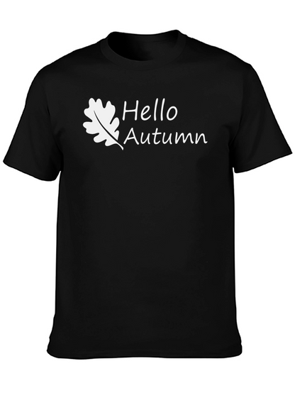 Hello Autumn Black Cotton Graphic Tee