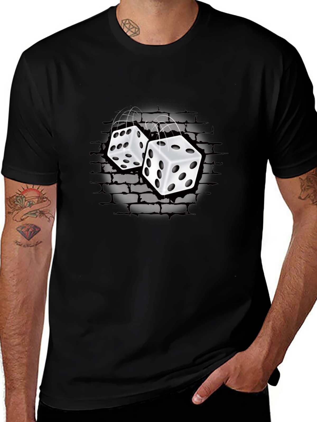 Rolling Dice Graphic T-Shirt - Black