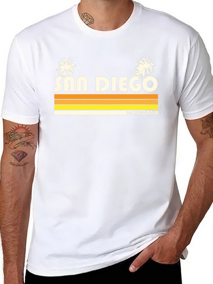 San Diego California Retro Style Black T-Shirt