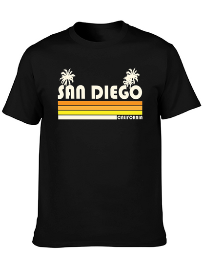 San Diego California Retro Style Black T-Shirt