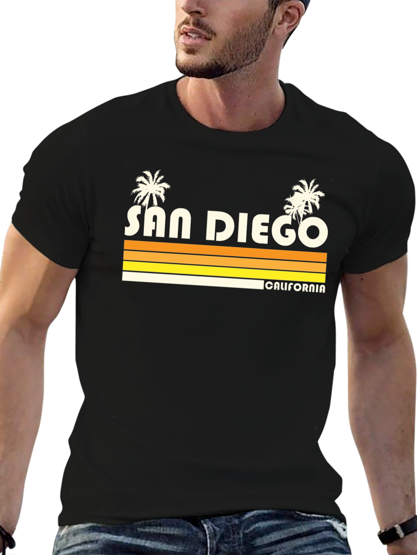 San Diego California Retro Style Black T-Shirt