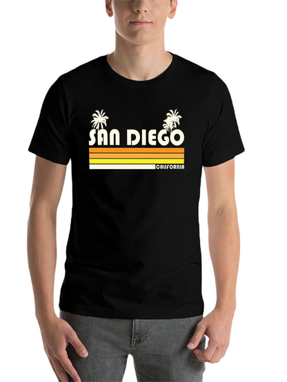 San Diego California Retro Style Black T-Shirt
