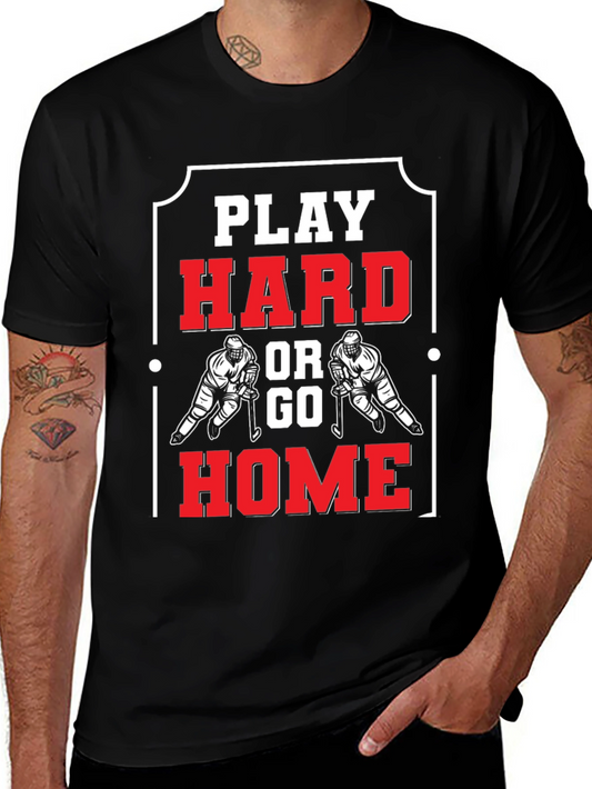 Play Hard Hockey T-Shirt - Black Cotton Graphic Tee