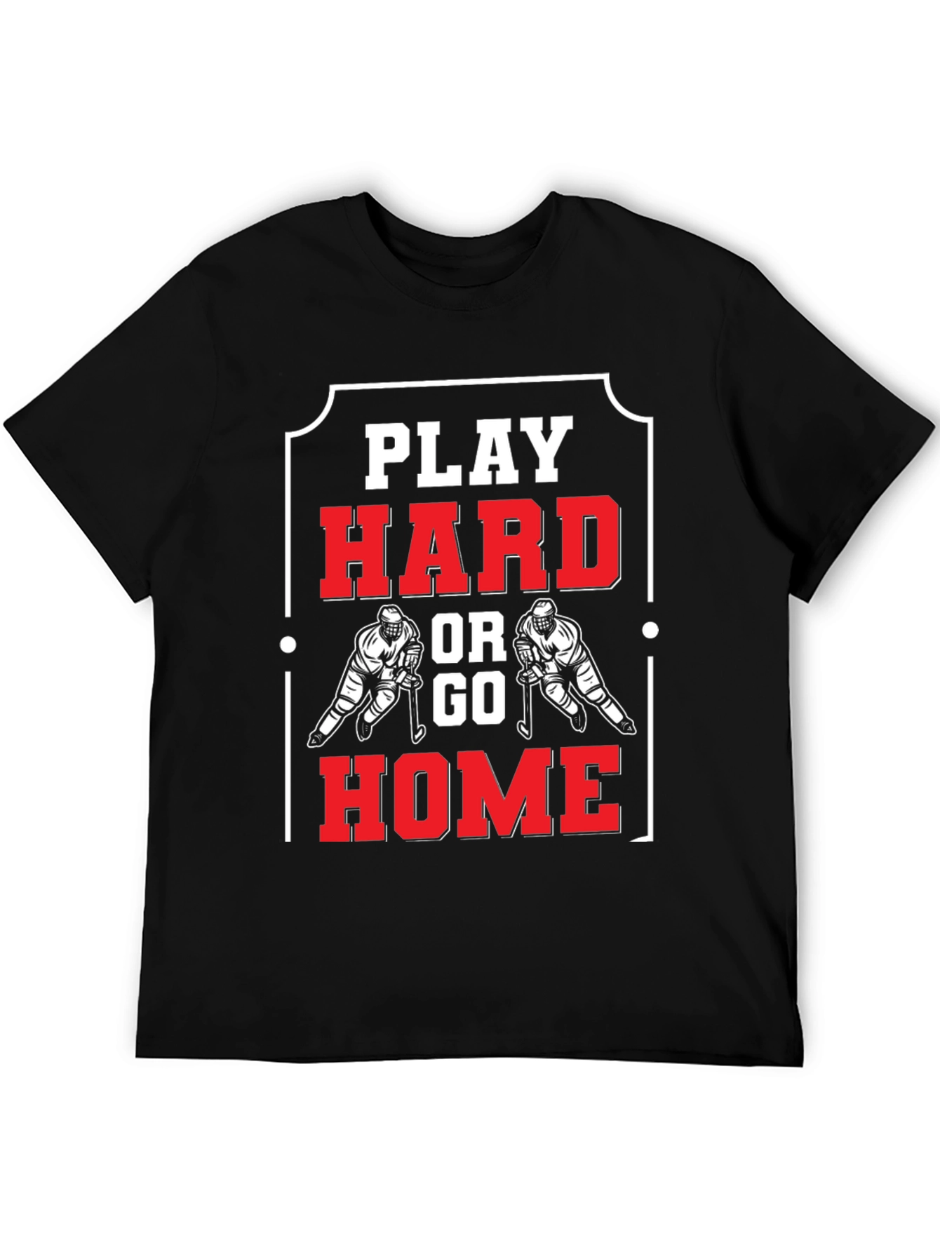 Play Hard Hockey T-Shirt - Black Cotton Graphic Tee