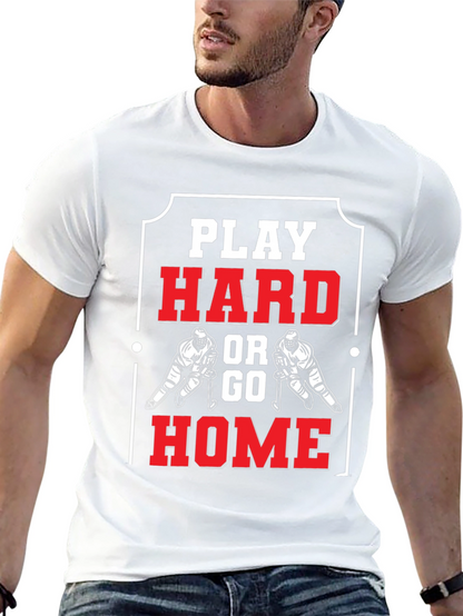 Play Hard Hockey T-Shirt - Black Cotton Graphic Tee