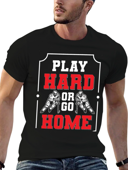 Play Hard Hockey T-Shirt - Black Cotton Graphic Tee