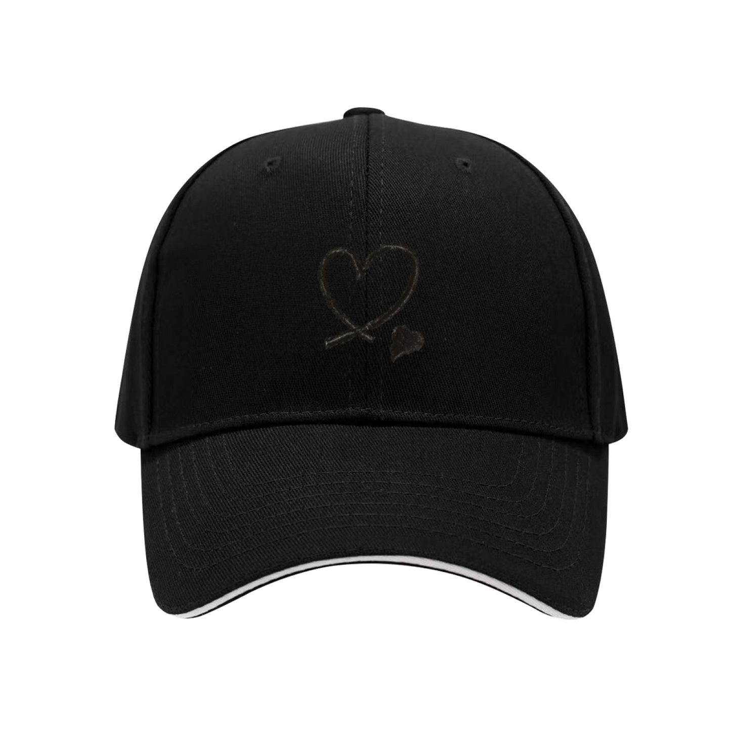 Minimal Dual Hearts White Sandwich Brim Baseball Cap Cute Love Aesthetic Hat