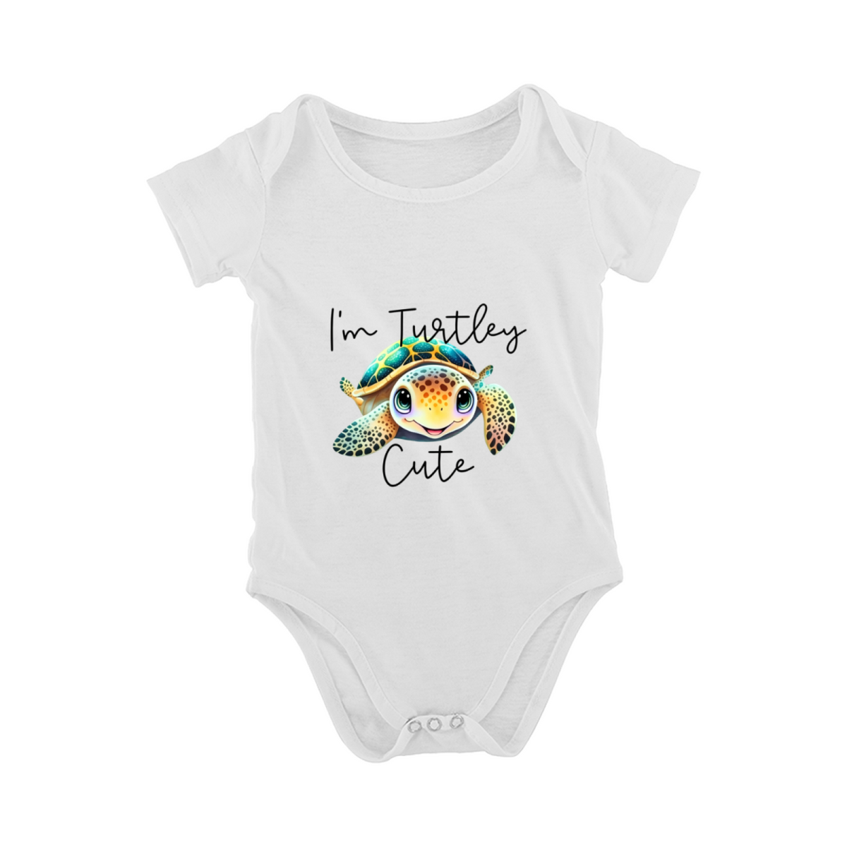 I¡¯m Turtley Cute Colorful Sea Turtle Baby Bodysuit