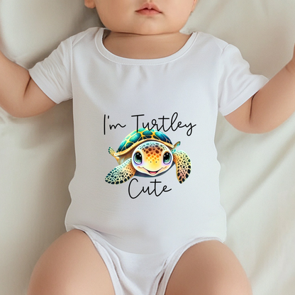 I¡¯m Turtley Cute Colorful Sea Turtle Baby Bodysuit