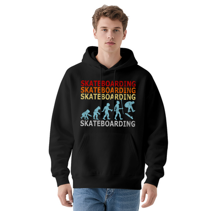 Vintage Evolution Skateboarding Graphic Hoodie, Soft Skater Street Top