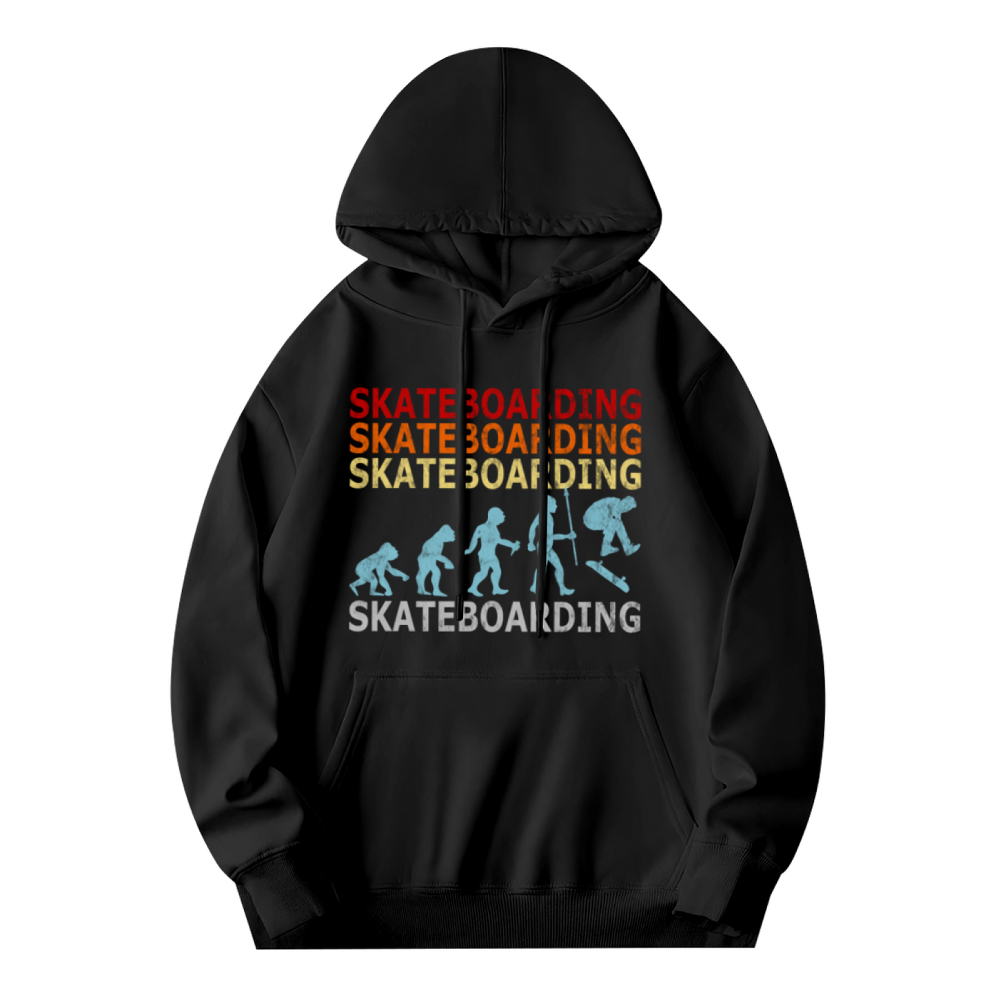 Vintage Evolution Skateboarding Graphic Hoodie, Soft Skater Street Top