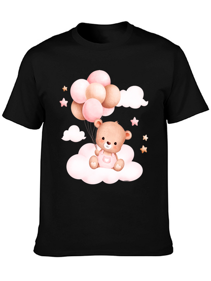 Cute Teddy Bear Balloons Black Tee