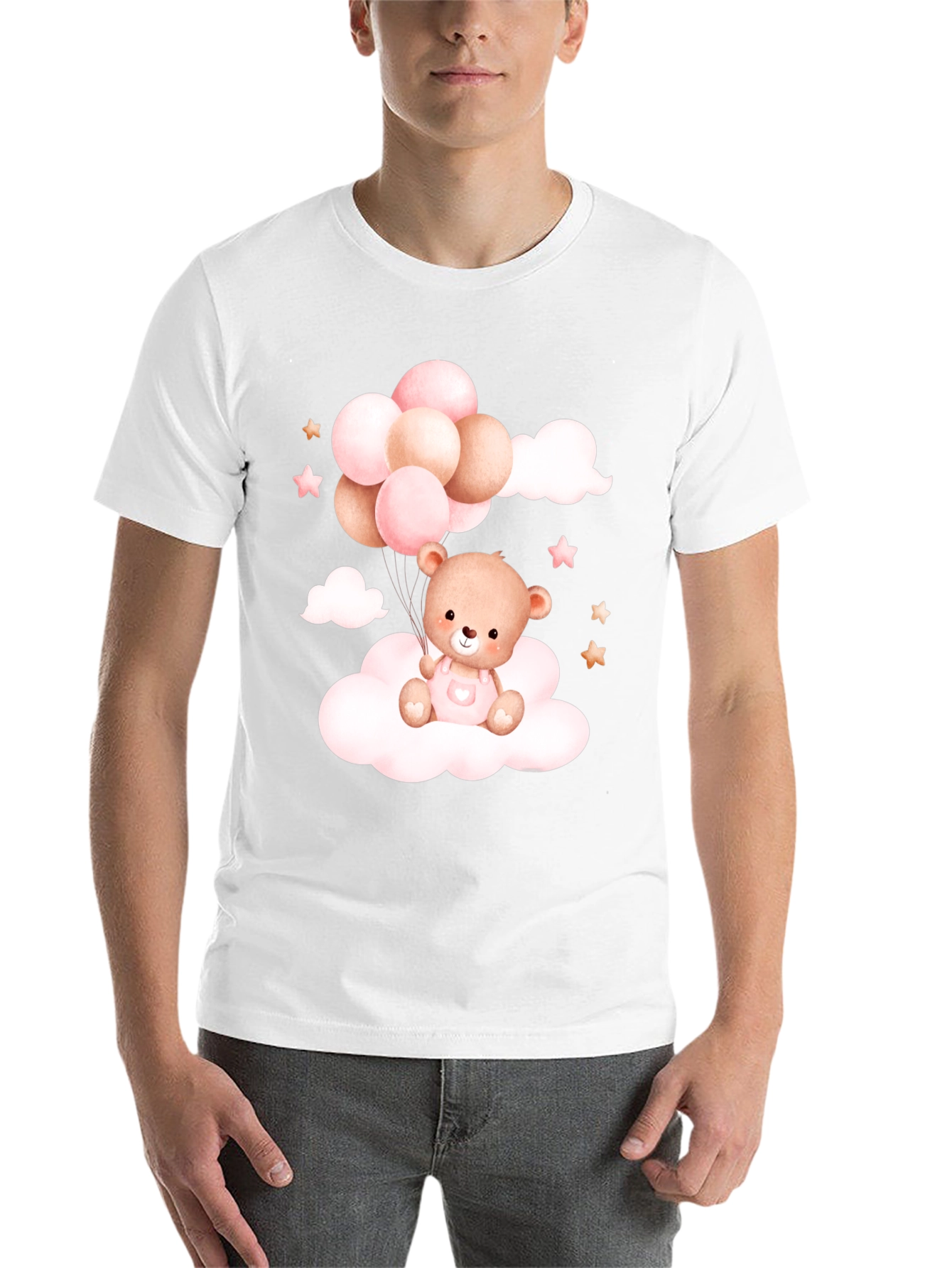 Cute Teddy Bear Balloons Black Tee