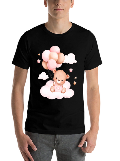 Cute Teddy Bear Balloons Black Tee