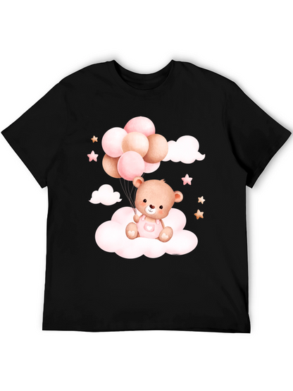 Cute Teddy Bear Balloons Black Tee