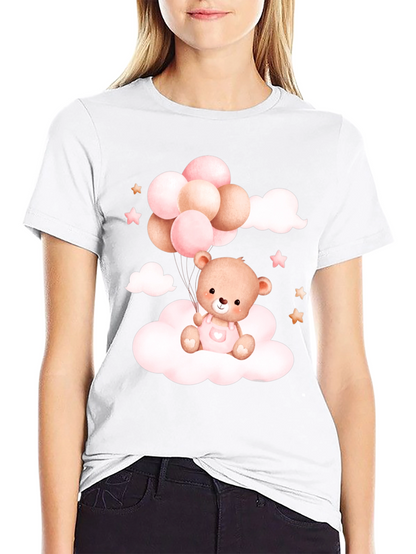 Cute Teddy Bear Balloons Black Tee