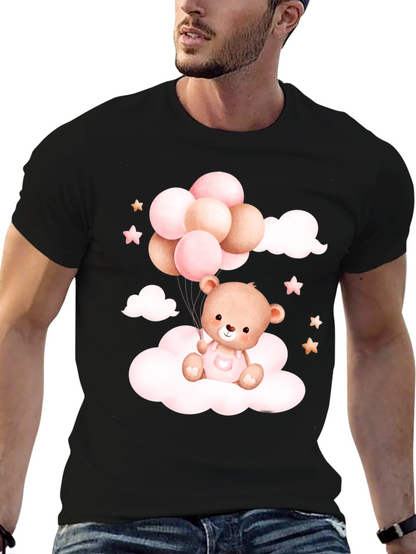 Cute Teddy Bear Balloons Black Tee