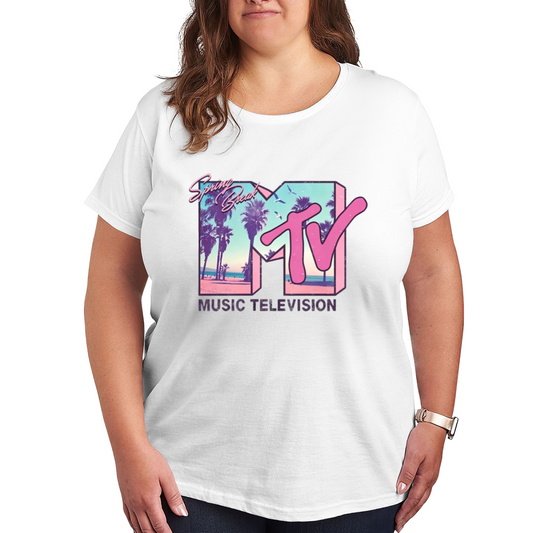 Retro MTV Spring Break Palm Beach Vintage Plus Size Women¡¯s Printed T-Shirt