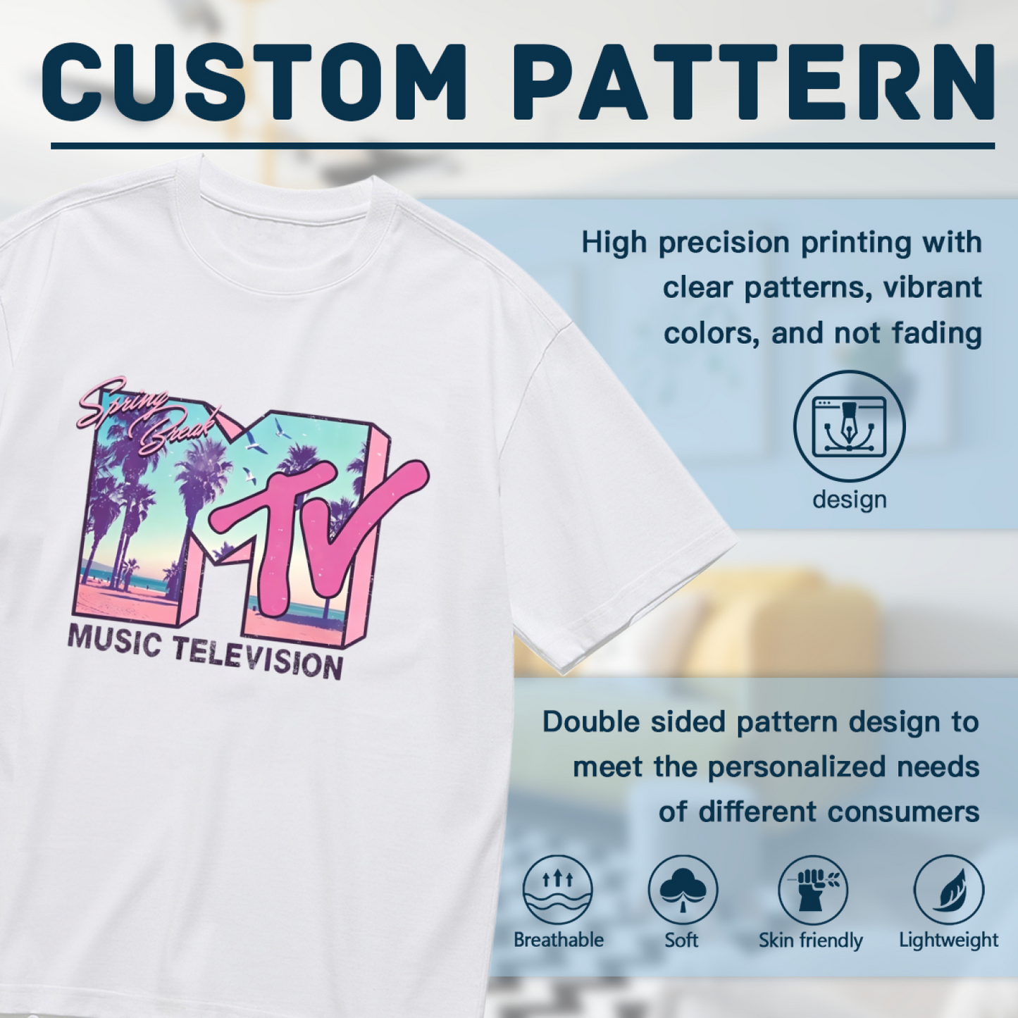 Retro MTV Spring Break Palm Beach Vintage Plus Size Women¡¯s Printed T-Shirt
