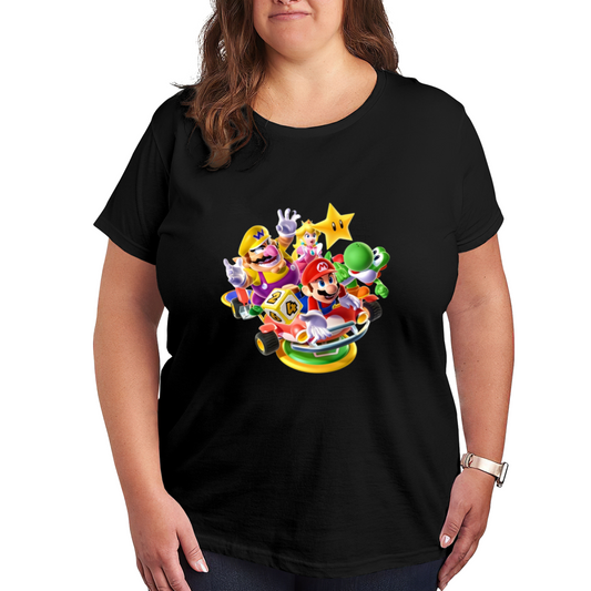 Super Mario Kart Cute Characters Graphic Plus Size Women¡¯s T-Shirt