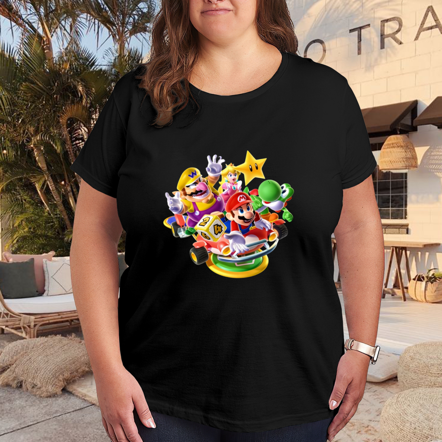 Super Mario Kart Cute Characters Graphic Plus Size Women¡¯s T-Shirt