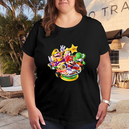 Super Mario Kart Cute Characters Graphic Plus Size Women¡¯s T-Shirt