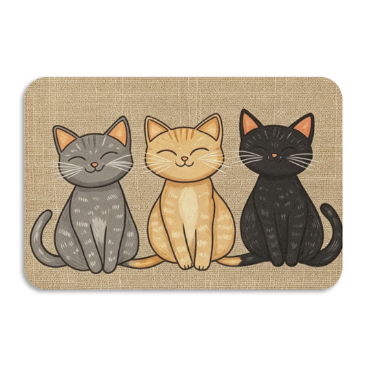 Three Smiling Kittens Diatomaceous Earth Quick Dry Bath Mat | Cute Cat Silicone Non-Slip Doormat