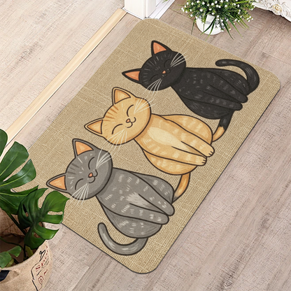 Three Smiling Kittens Diatomaceous Earth Quick Dry Bath Mat | Cute Cat Silicone Non-Slip Doormat