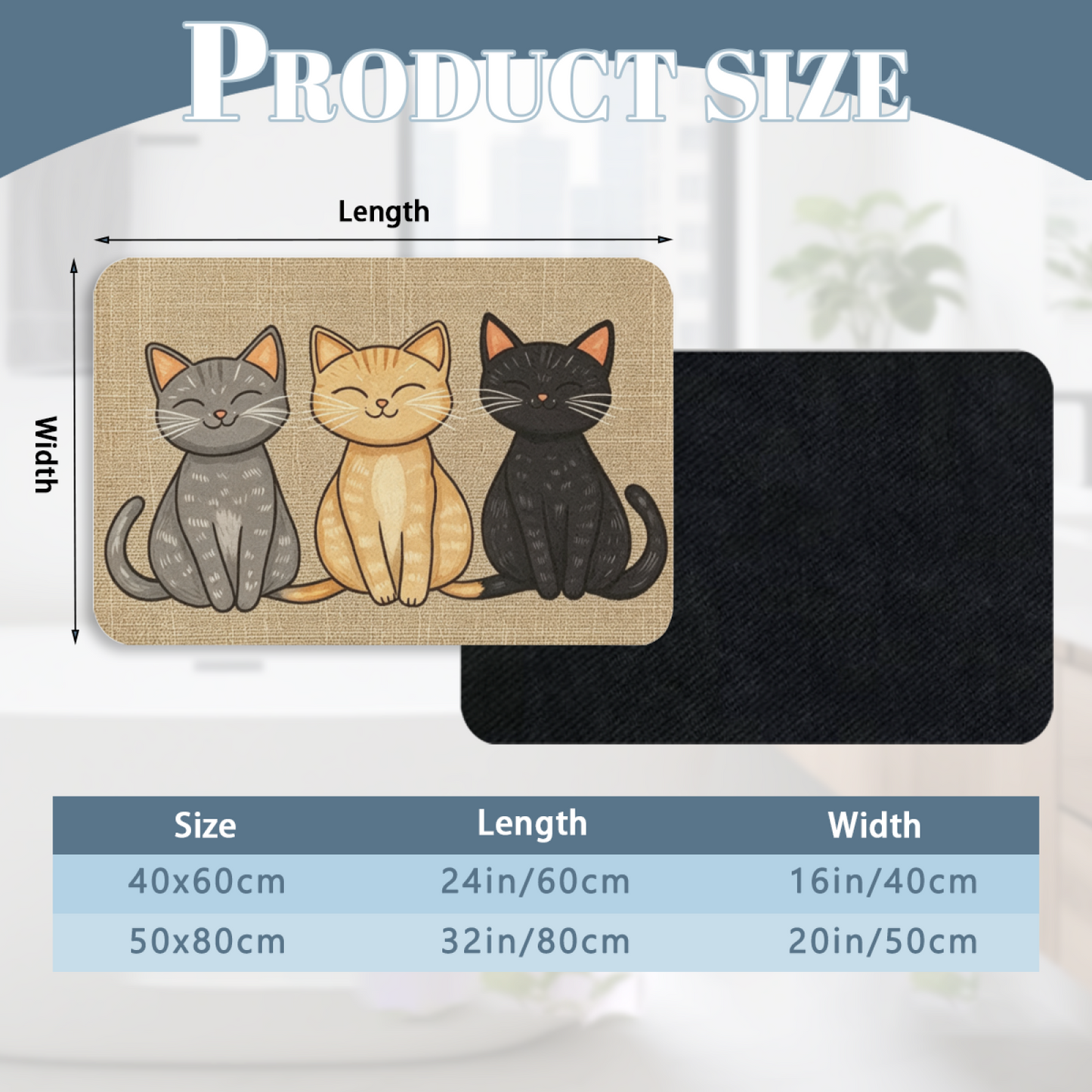 Three Smiling Kittens Diatomaceous Earth Quick Dry Bath Mat | Cute Cat Silicone Non-Slip Doormat