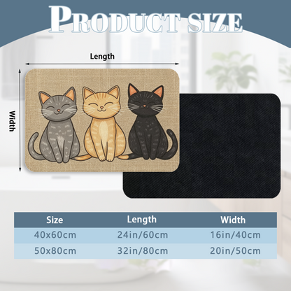 Three Smiling Kittens Diatomaceous Earth Quick Dry Bath Mat | Cute Cat Silicone Non-Slip Doormat
