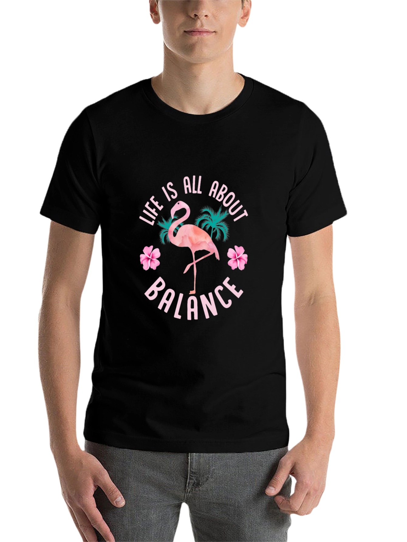 Life is All About Balance Flamingo Graphic T-Shirt