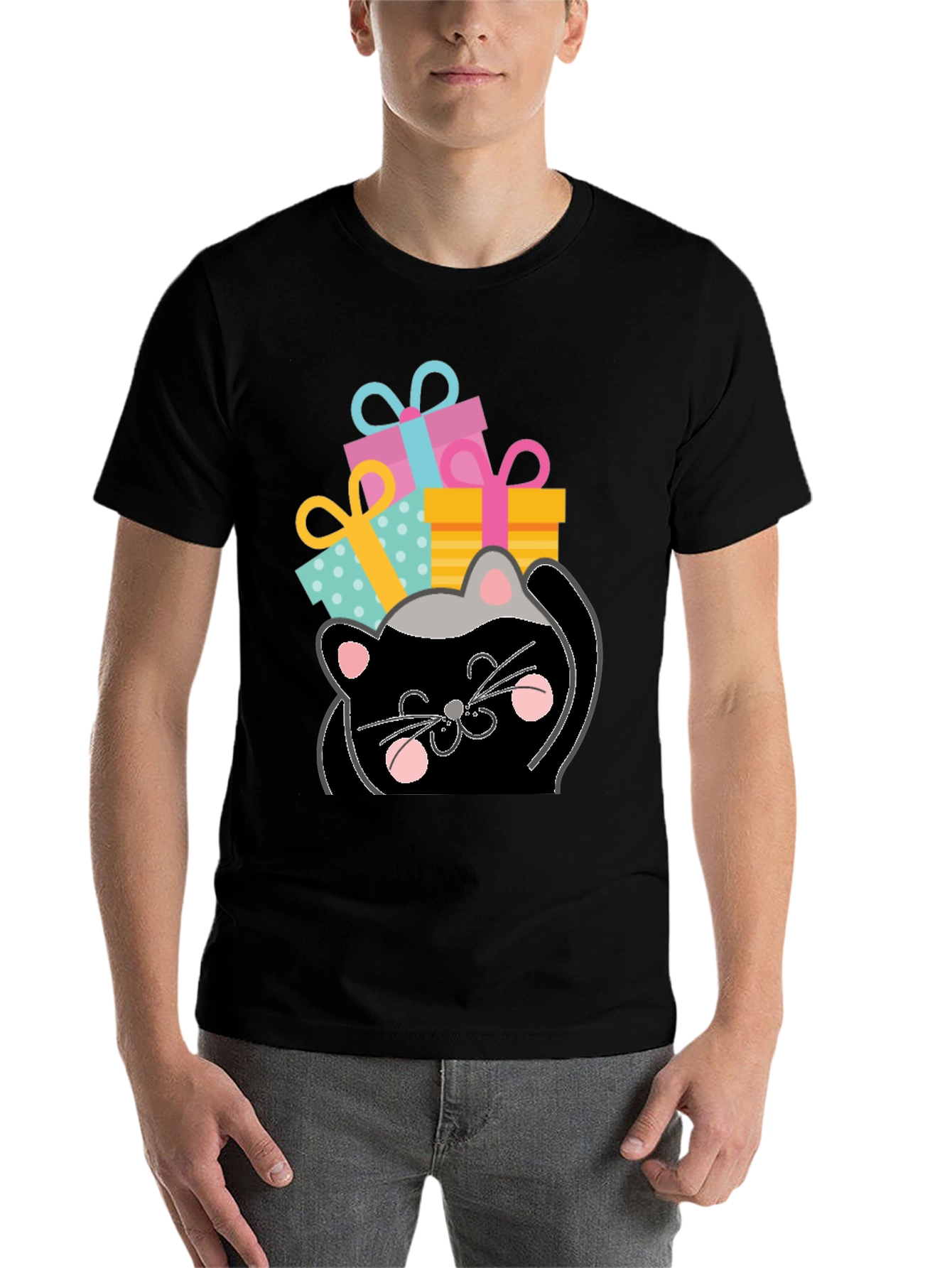 Cat with Gifts Graphic Tee