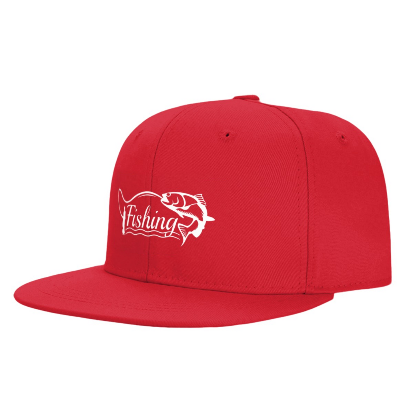 Vintage Fishing Fish Graphic Red Angler Snapback Sun Hat