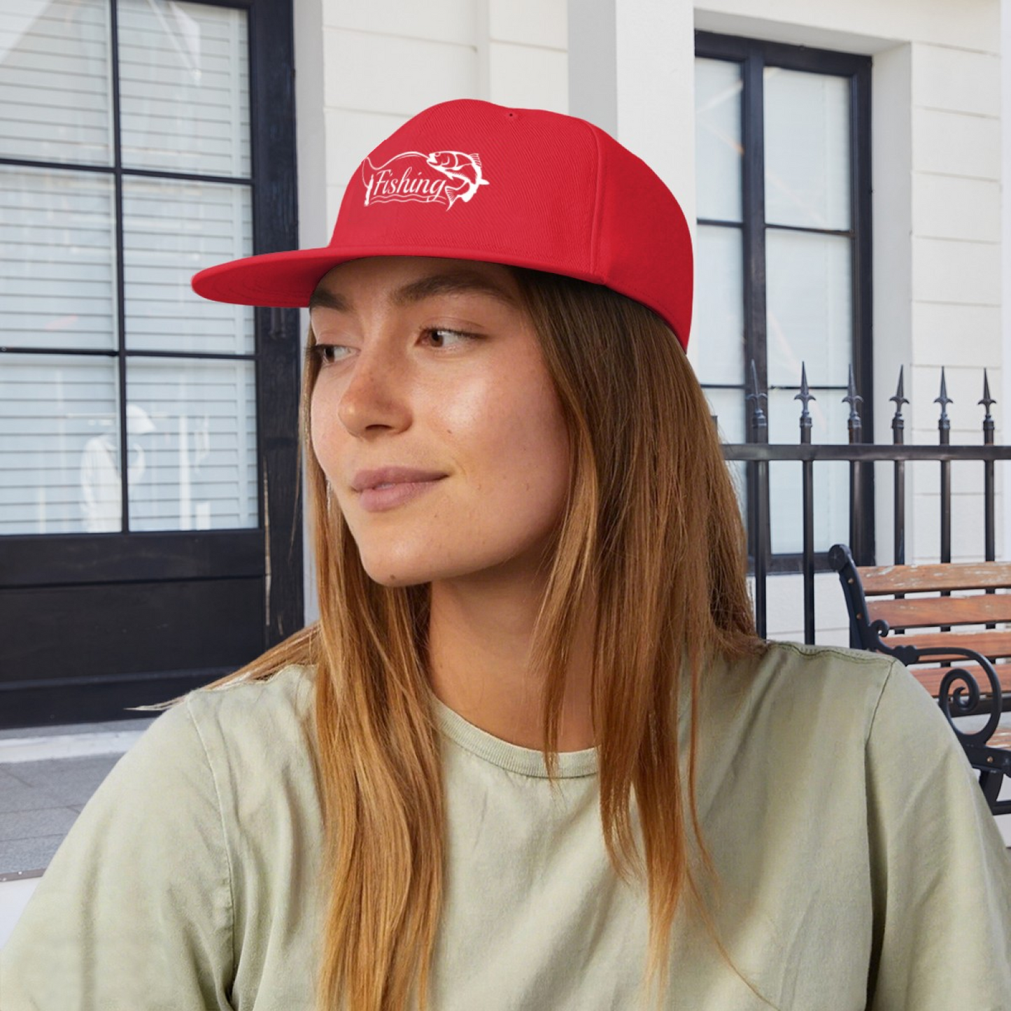 Vintage Fishing Fish Graphic Red Angler Snapback Sun Hat