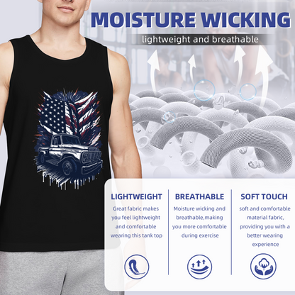 Retro Classic Pickup Truck American Flag Patriotic Tank