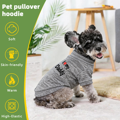 I Love My Daddy Red Heart Heather Grey Dog Sweater