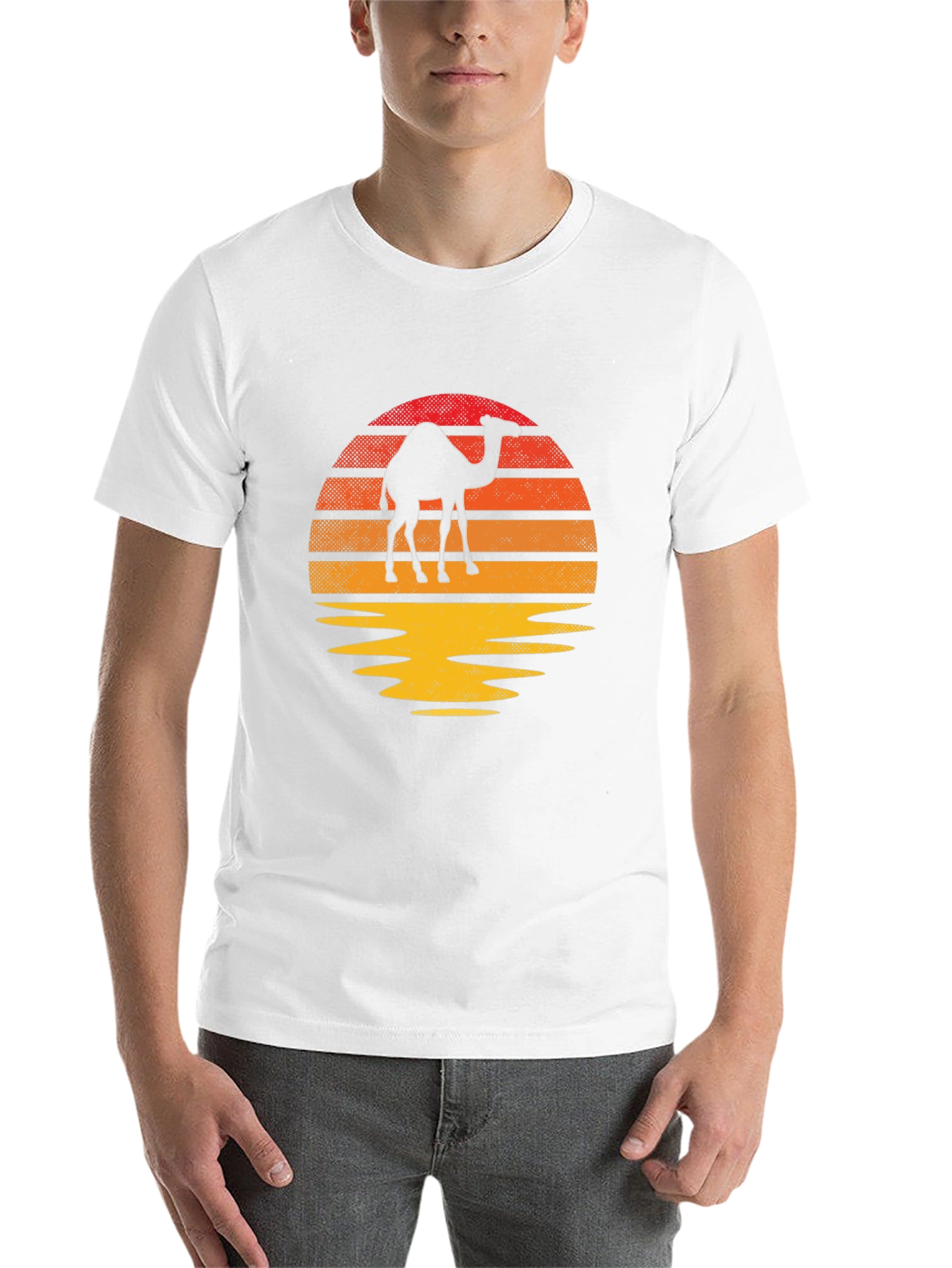 Camel Sunset Graphic Tee - Retro Style