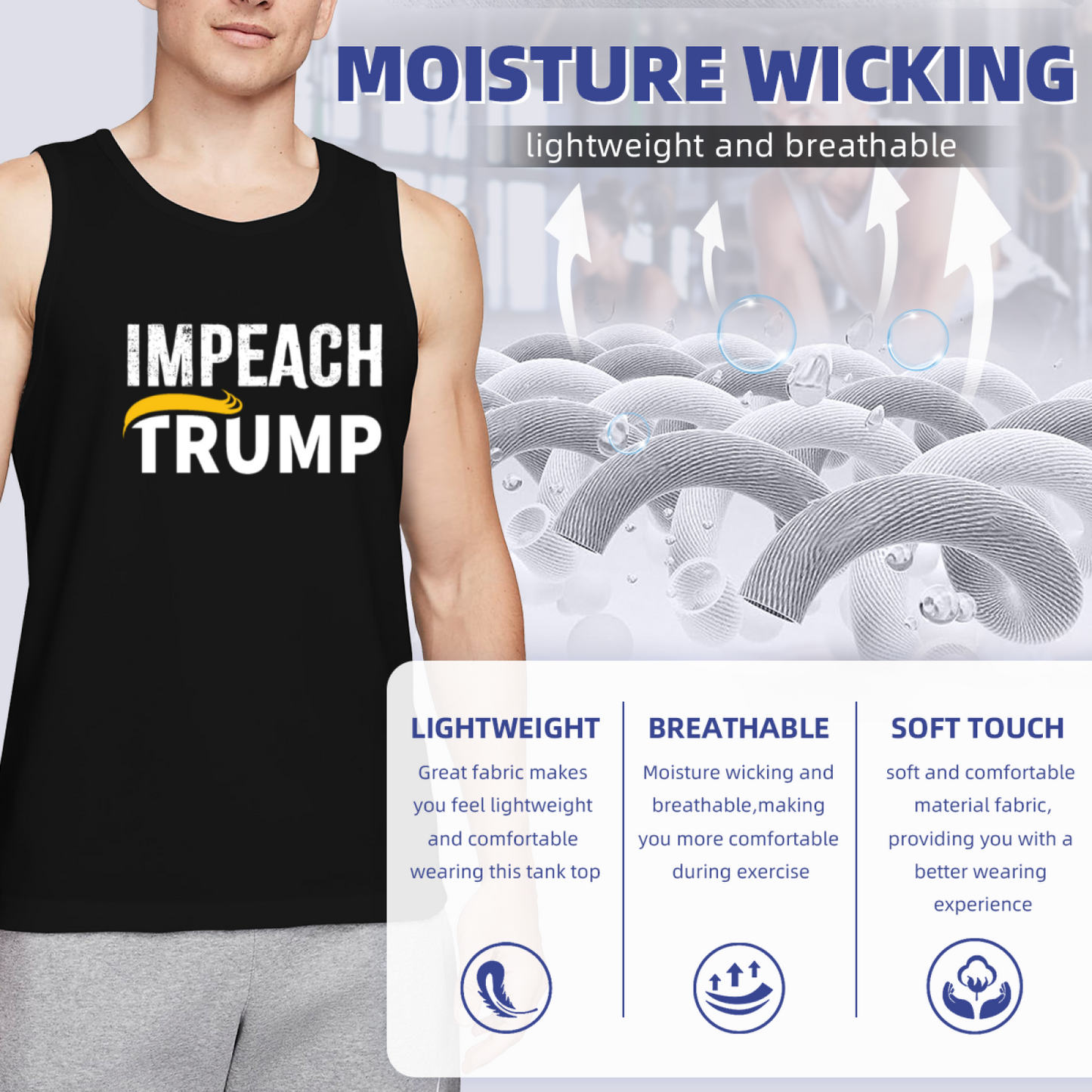 Impeach Trump Funny Political Graphic Men Tank Top