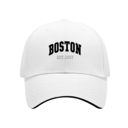 Retro BOSTON EST.1997 White Sandwich Brim Baseball Cap College Vibe Hat