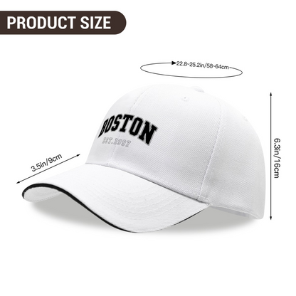 Retro BOSTON EST.1997 White Sandwich Brim Baseball Cap College Vibe Hat