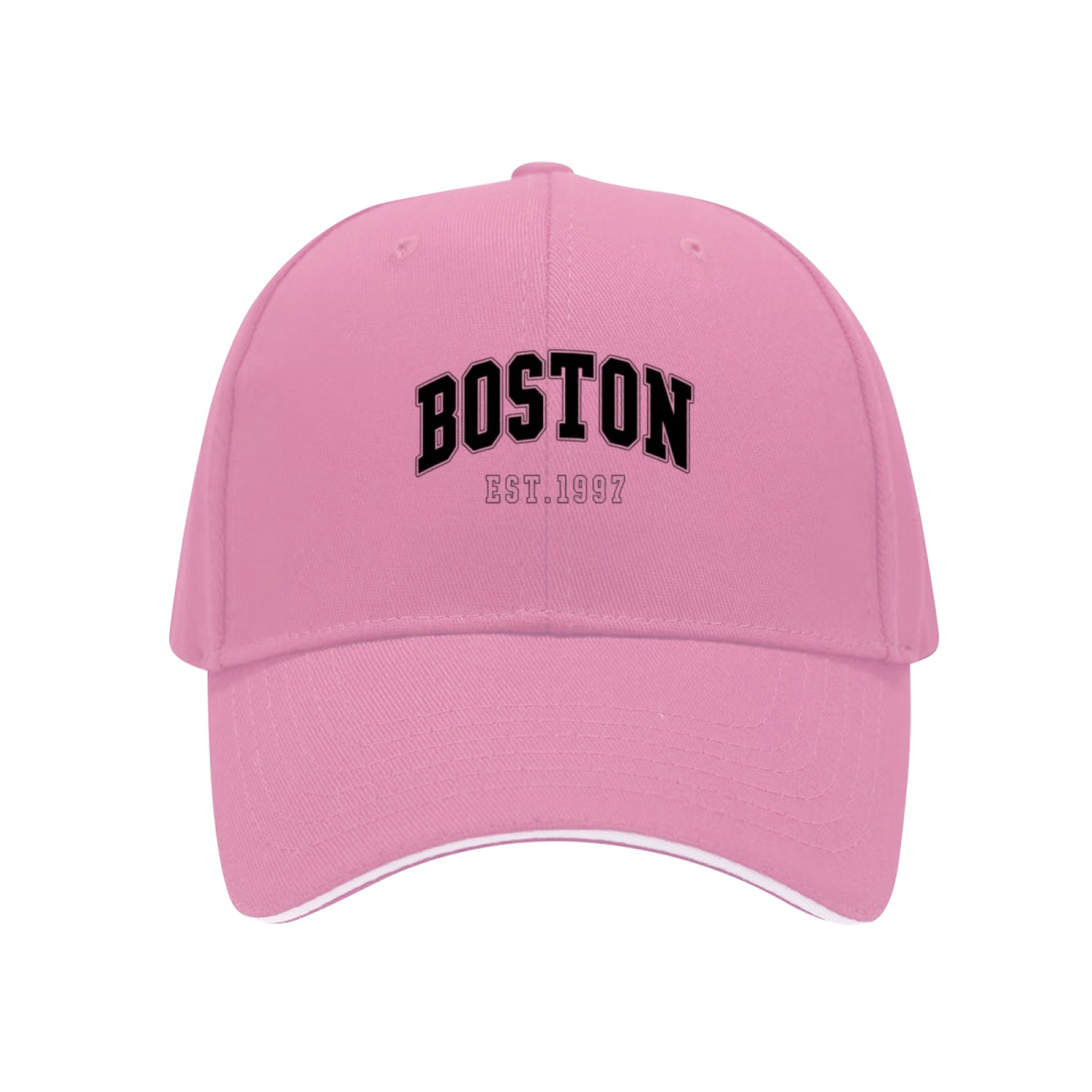 Retro BOSTON EST.1997 White Sandwich Brim Baseball Cap College Vibe Hat